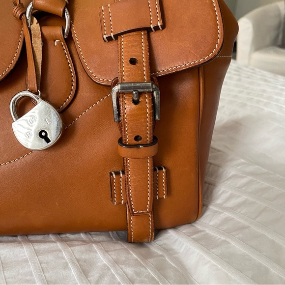 Ralph Lauren Leather Ricky Satchel Doctors Bag Brown Silver Turn Lock - Picture 5 of 14